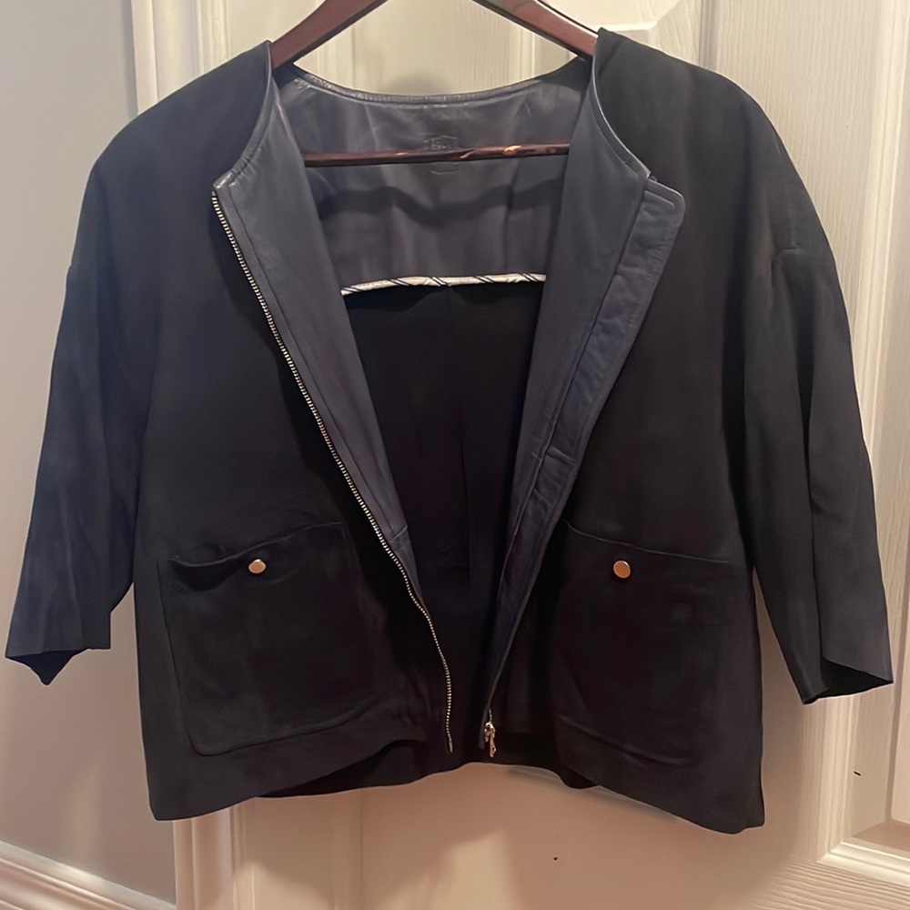 Cropped suede jacket
